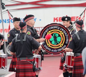 Firefighter challenge pipe and drums