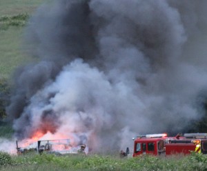 Hay truck fire
